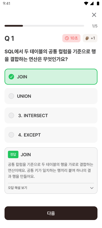퀴즈 풀기 화면
